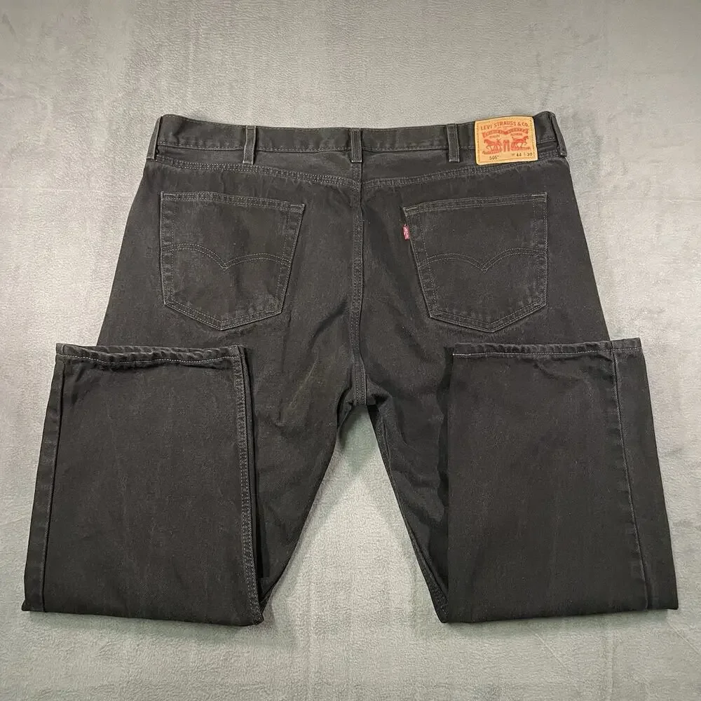 Levi’s 505 Jeans Black Men’s 44x30 Straight Leg Classic Denim